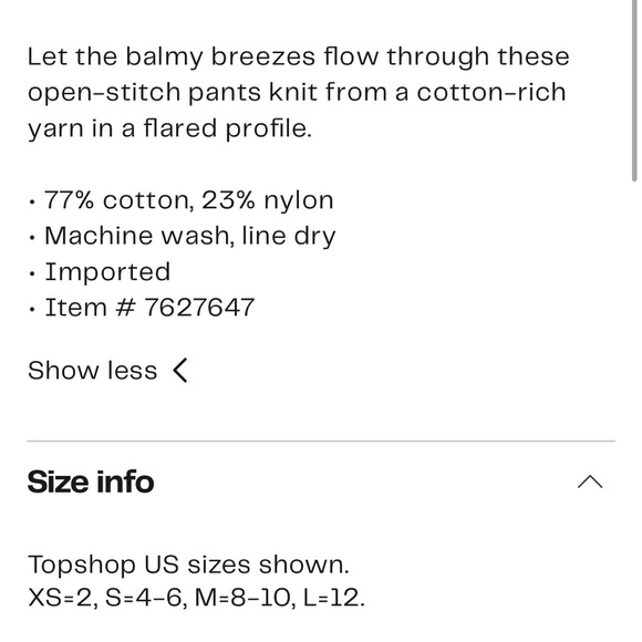 TOPSHOP flare open stitch pants cover up - Picture 3 of 6